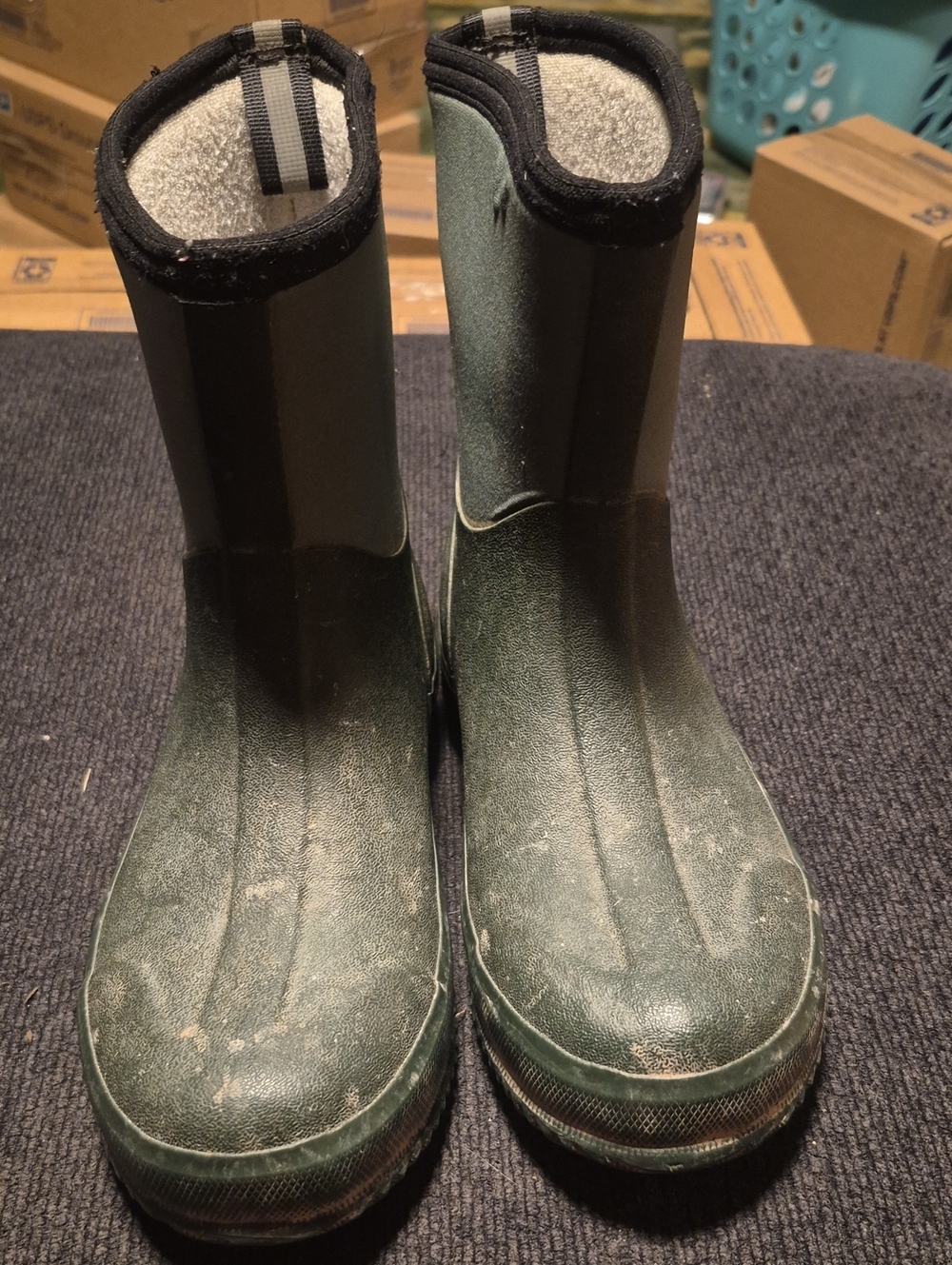 Kids Waterproof Forest Green Snow & Rain Boots with Cozy Lining